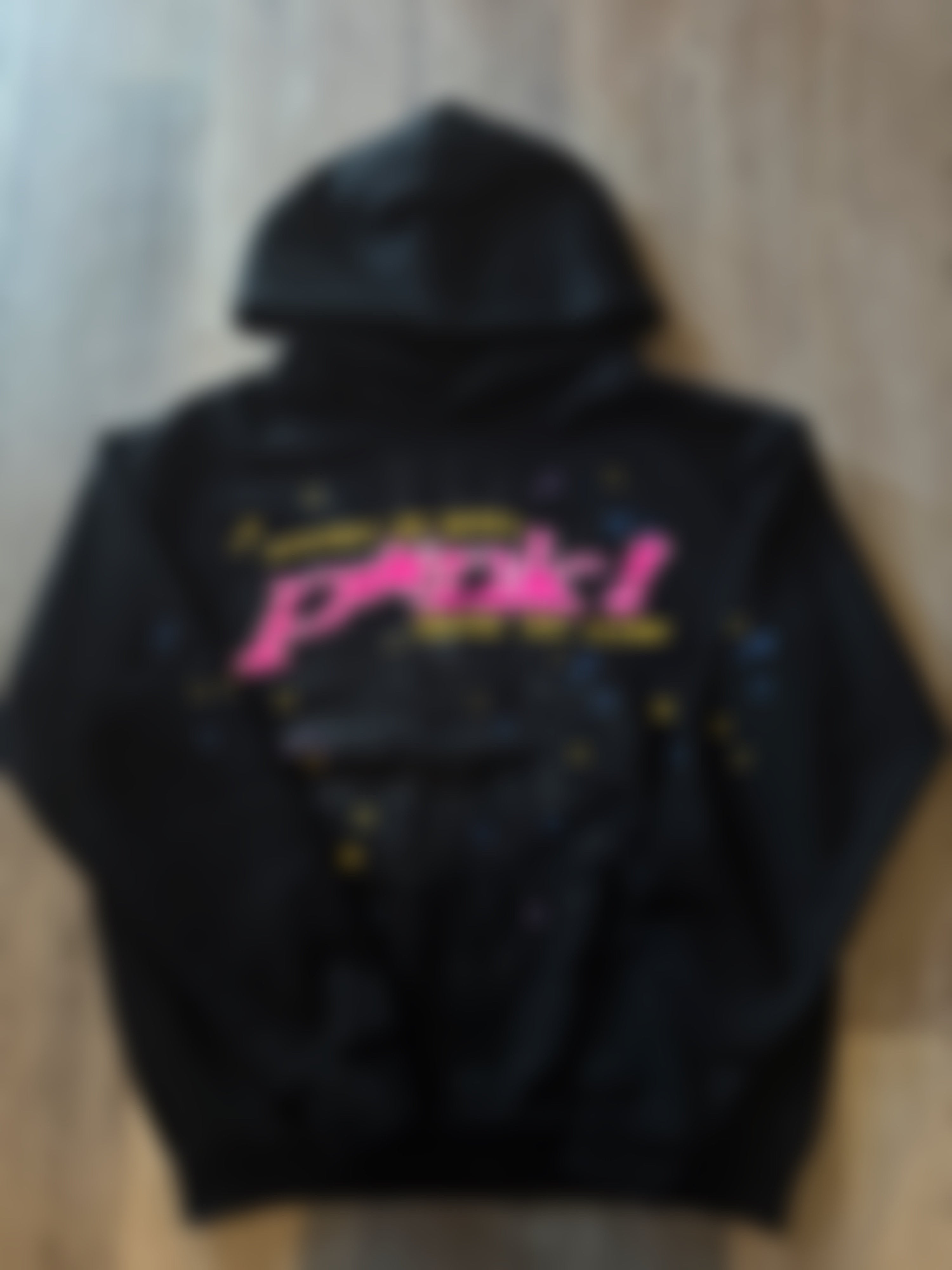 Pink worldwide black hoodie- Graphic Web Design